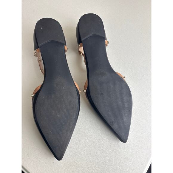 Audrey Brooke Black and Tan Nikki Gold Tone Studded Flats Size 9.5 - Picture 7 of 7